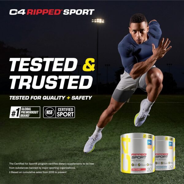 C4 Ripped Sport Pre Workout Powder Arctic Snow Cone - Image 3
