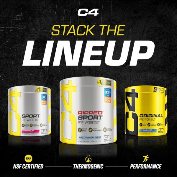 C4 Ripped Sport Pre Workout Powder Arctic Snow Cone - Image 7