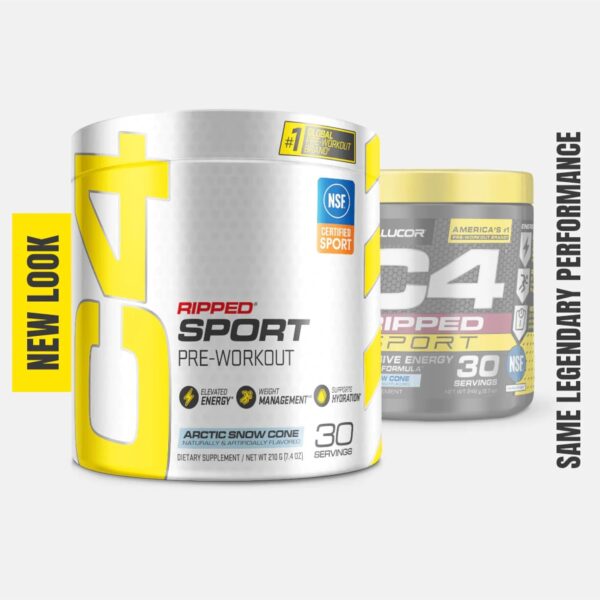 C4 Ripped Sport Pre Workout Powder Arctic Snow Cone - Image 8