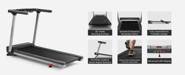 Sunny Health & Fitness Premium Foldable Treadmill for Home - Image 8